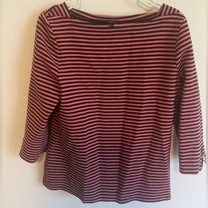 Talbots Pink & Dark Blue Striped Top Size Large